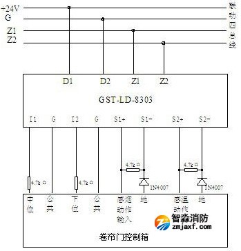 無源常閉檢線輸入接線示意圖